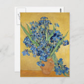 ファンゴッホアイリスズ花瓶ブルーフラワーズヴィンテージアート ポストカード (正面/裏面)