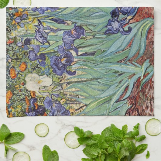 ファンゴッホアイリス印象派絵画の キッチンタオル (折り畳み)
