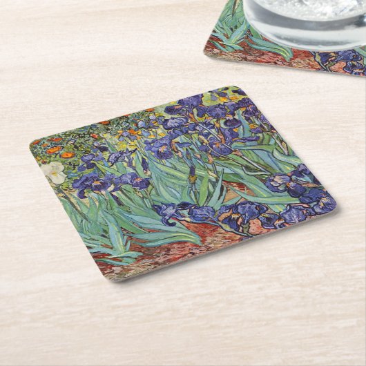 ファンゴッホアイリス印象派絵画の スクエアペーパーコースター (アングル)