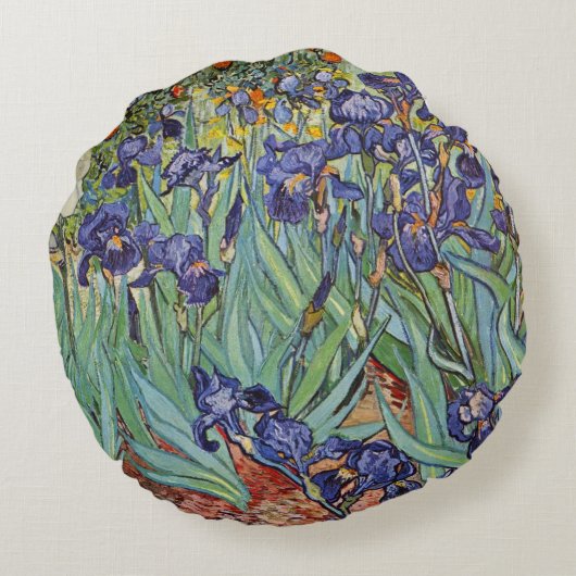 ファンゴッホアイリス印象派絵画の ラウンドクッション (裏面)