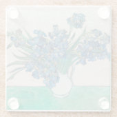 ファンゴッホアイリス絵画花瓶の印象主義 ガラスコースター (裏面)