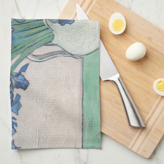 ファンゴッホアイリス絵画花瓶の印象主義 キッチンタオル (四つ折り)