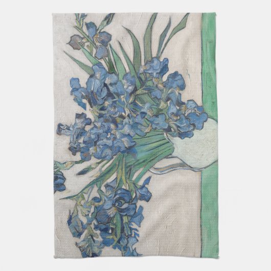 ファンゴッホアイリス絵画花瓶の印象主義 キッチンタオル (縦)