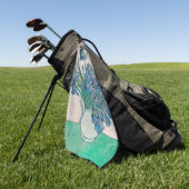 ファンゴッホアイリス絵画花瓶の印象主義 ゴルフタオル (グリーン)