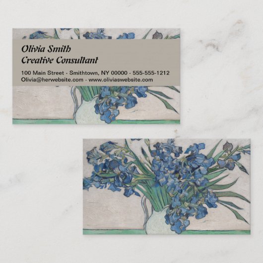 ファンゴッホアイリス絵画花瓶の印象主義 名刺 (正面/裏面)