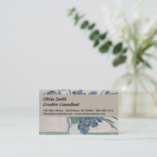 ファンゴッホアイリス絵画花瓶の印象主義 名刺 (スタンド正面)