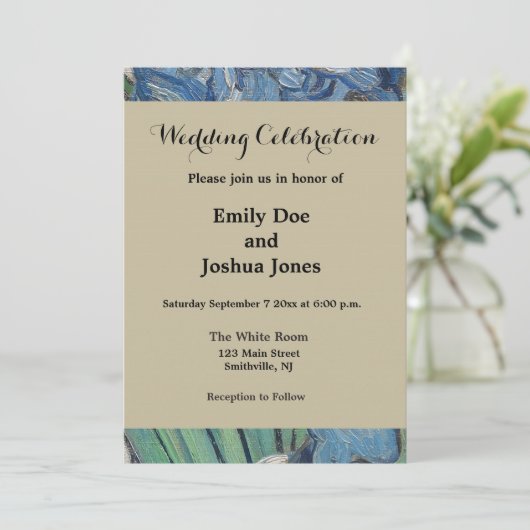 ファンゴッホアイリス絵画花瓶の印象主義 招待状 (スタンド正面)