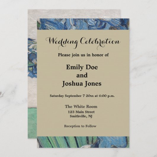 ファンゴッホアイリス絵画花瓶の印象主義 招待状 (正面/裏面)