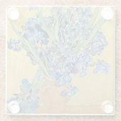 ファンゴッホアイリス花瓶ブルーフラワーブーケ絵画ーズ ガラスコースター (裏面)