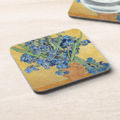 ファンゴッホアイリス花瓶ブルーフラワーブーケ絵画ーズ コースター (左側)