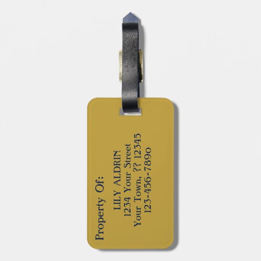 ファンゴッホアイリス花瓶ブルーフラワーブーケ金ゴールドアート ラゲッジタグ (裏面縦)