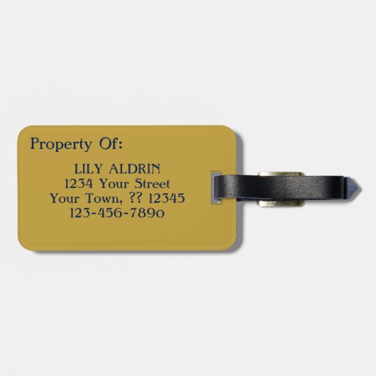 ファンゴッホアイリス花瓶ブルーフラワーブーケ金ゴールドアート ラゲッジタグ (裏面横)