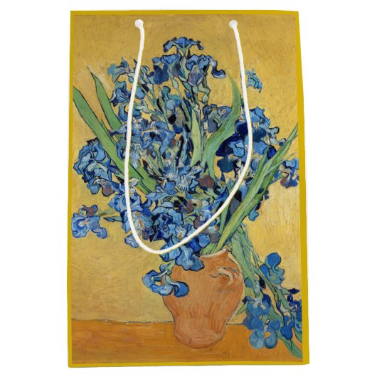 ファンゴッホアイリス花瓶花まだ人生の有名な芸術 ミディアムペーパーバッグ (正面)