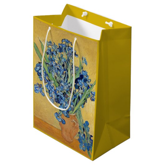 ファンゴッホアイリス花瓶花まだ人生の有名な芸術 ミディアムペーパーバッグ (正面アングル)