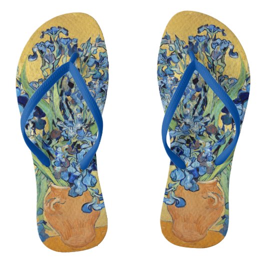 ファンゴッホアイリス花瓶黄色の背景フラワーアート ビーチサンダル (ソール)