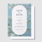 ファンゴッホアーモンドの花の結婚式の日付を保存 ベラム紙招待状 (オフセット)