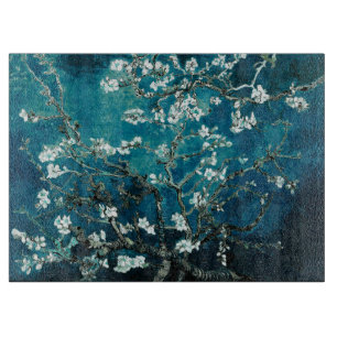ファンゴッホアーモンドの花:暗いティール(緑がかった色) カッティングボード