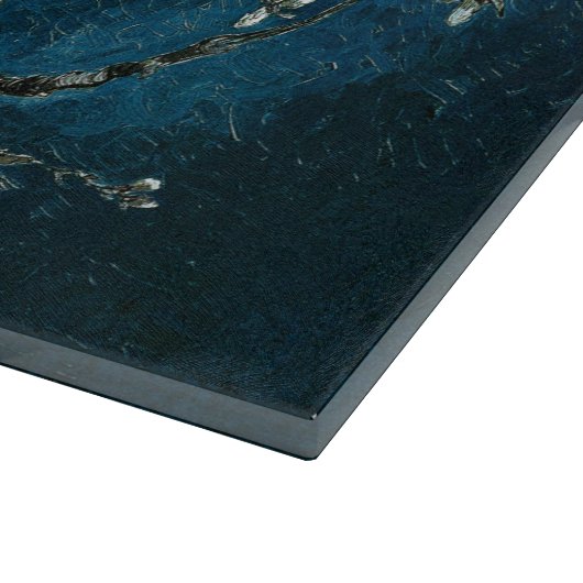 ファンゴッホアーモンドの花:暗いティール(緑がかった色) カッティングボード (角)