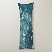 ファンゴッホアーモンドの花:暗いティール(緑がかった色) ボディピロー (裏面 (縦))