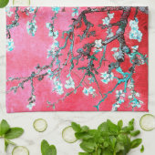 ファンゴッホアーモンドの花:赤と青 キッチンタオル (折り畳み)