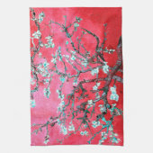 ファンゴッホアーモンドの花:赤と青 キッチンタオル (縦)