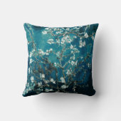 ファンゴッホアーモンドフラズダークティール(緑がかった色) クッション (裏面)