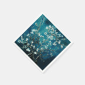 ファンゴッホアーモンドフラズダークティール（緑がかった色） スタンダードカクテルナプキン (角)