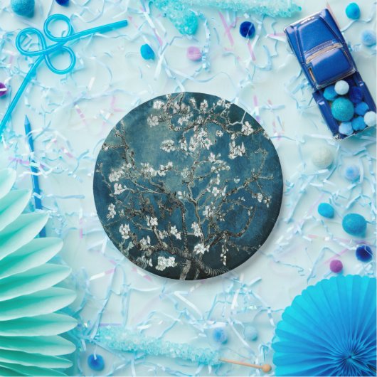 ファンゴッホアーモンドフラズダークティール（緑がかった色） ペーパープレート (パーティー)