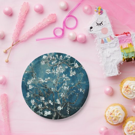 ファンゴッホアーモンドフラズダークティール（緑がかった色） ペーパープレート (パーティー)