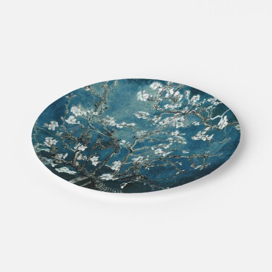 ファンゴッホアーモンドフラズダークティール（緑がかった色） ペーパープレート (アングル)