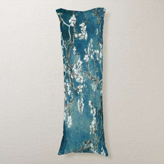 ファンゴッホアーモンドフラズダークティール（緑がかった色） ボディピロー (正面縦)