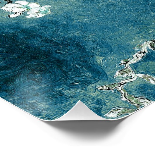 ファンゴッホアーモンドフラズダークティール(緑がかった色) ポスター (コーナー)