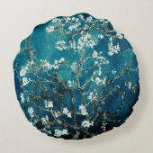 ファンゴッホアーモンドフラズダークティール(緑がかった色) ラウンドクッション (裏面)