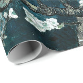 ファンゴッホアーモンドフラズダークティール（緑がかった色） ラッピングペーパー (ロールコーナー)