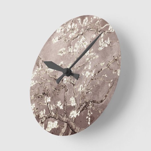 ファンゴッホアーモンドフラズベージュ ラウンド壁時計 (傾斜)