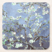 ファンゴッホアーモンド花咲きスチールブルー スクエアペーパーコースター (正面)