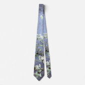 ファンゴッホアーモンド花咲きスチールブルー ネクタイ (正面)