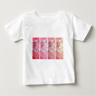 ファンゴッホアーモンド花咲きダークピンクピーチグラデーション ベビーTシャツ