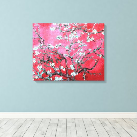 ファンゴッホアーモンド花咲き赤青 キャンバスプリント (インサイチュ (ウッドフロア))