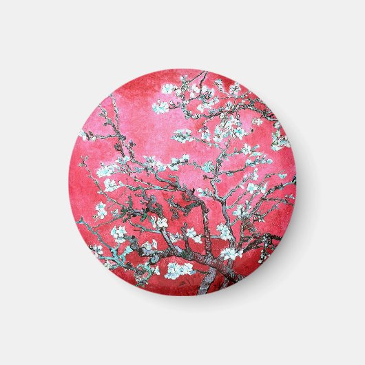 ファンゴッホアーモンド花咲き赤青 マグネット (正面)