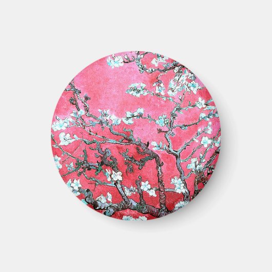 ファンゴッホアーモンド花咲き赤青 マグネット (正面)