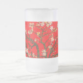 ファンゴッホアーモンド花咲き赤 フロストグラスビールジョッキ (中央)