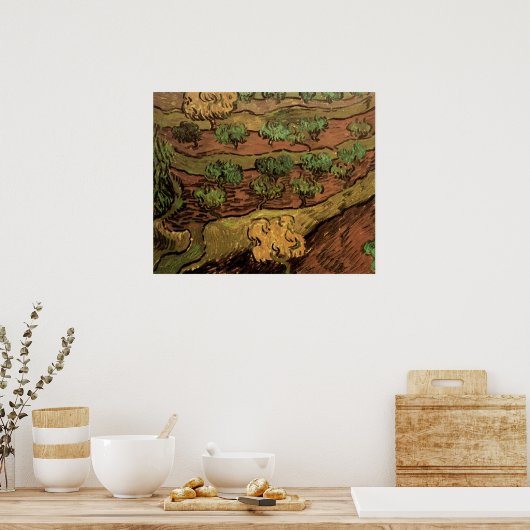 ファンゴッホオリーブの木々が丘の斜面に ポスター (キッチン)