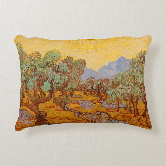 ファンゴッホオリーブツリーイエローサンスカイ アクセントクッション (正面)