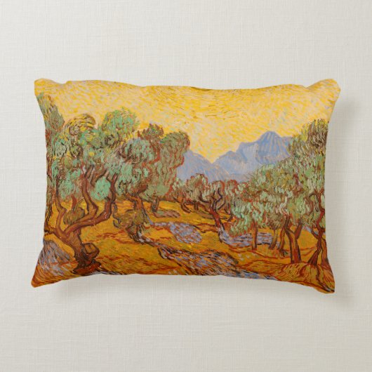 ファンゴッホオリーブツリーイエローサンスカイ アクセントクッション (裏面)