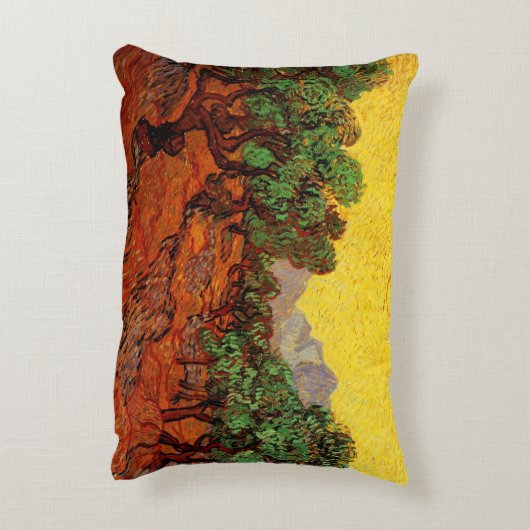 ファンゴッホオリーブツリーイエロースカイと太陽 アクセントクッション (裏面(縦))