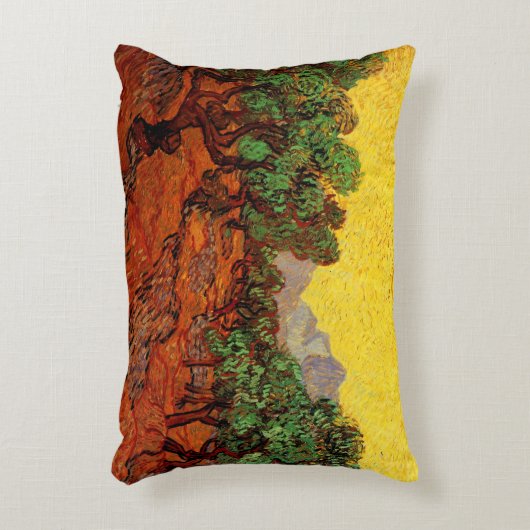 ファンゴッホオリーブツリーイエロースカイと太陽 アクセントクッション (正面(垂直))