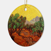 ファンゴッホオリーブツリーイエロースカイと太陽 セラミックオーナメント (左)