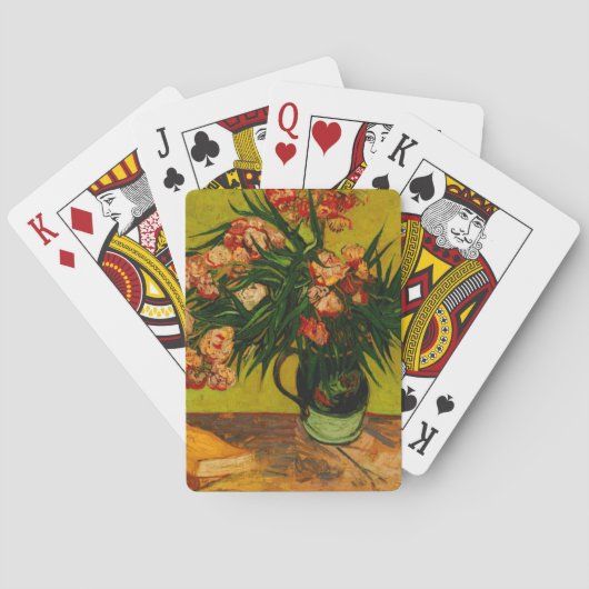 ファンゴッホオレアンダースと書籍のフローラアートと花瓶 トランプ (裏面)