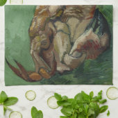 ファンゴッホカニ背面(F605)ファインアート キッチンタオル (折り畳み)